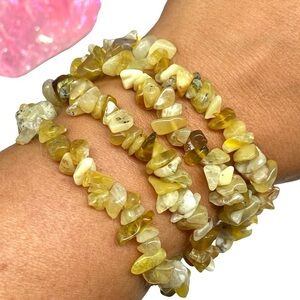 Yellow Opal Gemstone Chips Beaded Stretch Bracelet Natural Chip Stone Crystal